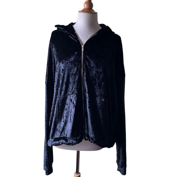 Fabletics Black Crushed velvet Zip Front Hoodie - Size 3X - Picture 7 of 11